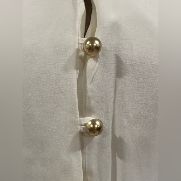 Willow Ridge Vintage Cream Button Down Pointed Hem Gold Buttons Blouse Sz 10 - Picture 8 of 16